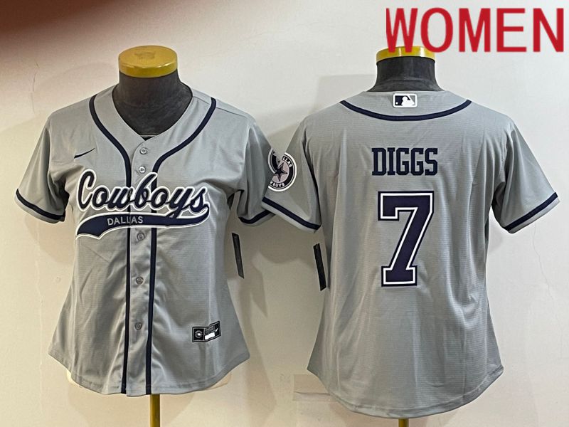 Women Dallas Cowboys #7 Diggs Grey 2022 Nike Co branded NFL Jersey
